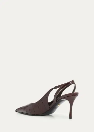 Ferragamo Dafne 70MM Croc-Embossed Slingback Pumps | Thumbnail 4