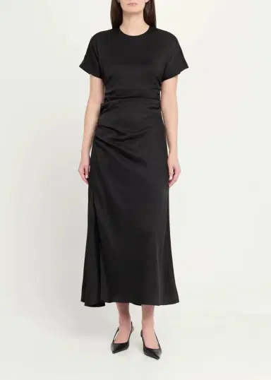 Simkhai Marabella Ruched Satin Midi Dress | Thumbnail 2
