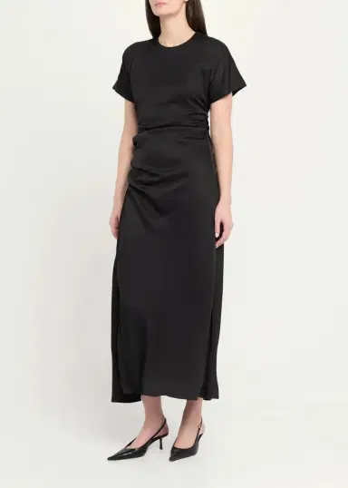 Simkhai Marabella Ruched Satin Midi Dress | Thumbnail 4