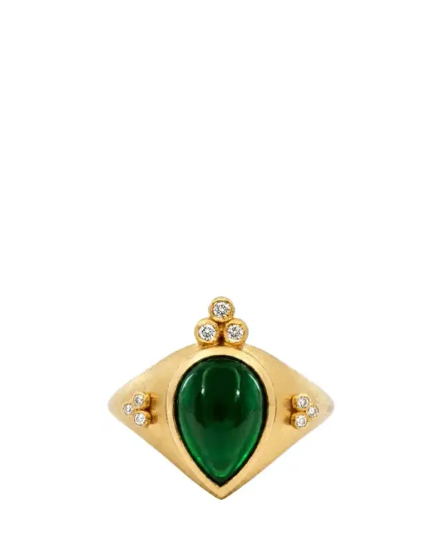 L’Atelier Nawbar 18K Armour Drop Emerald and Diamond Ring