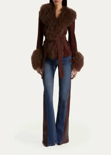 Alice + Olivia SB Faux-Leather Cutout Jeans | Thumbnail 2