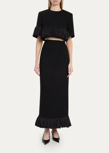 Heirlome Matilde Short-Sleeve Tassel Fringe Wool Crop Top | Thumbnail 2 Heirlome Matilde Short-Sleeve Tassel Fringe Wool Crop Top | Thumbnail 2