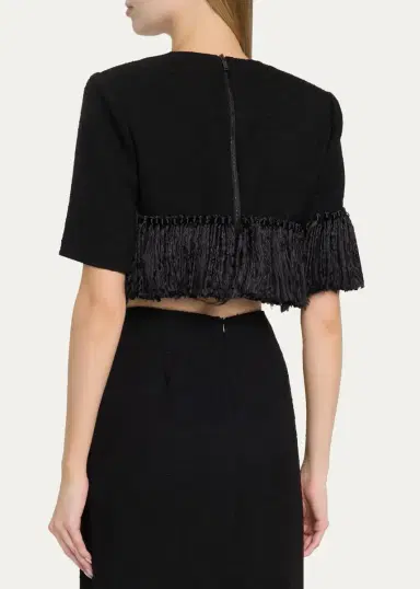 Heirlome Matilde Short-Sleeve Tassel Fringe Wool Crop Top | Thumbnail 3 Heirlome Matilde Short-Sleeve Tassel Fringe Wool Crop Top | Thumbnail 3