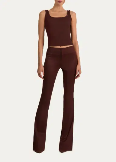 Alice + Olivia Olivia Low-Rise Wool Sateen Bootcut Pants | Thumbnail 2