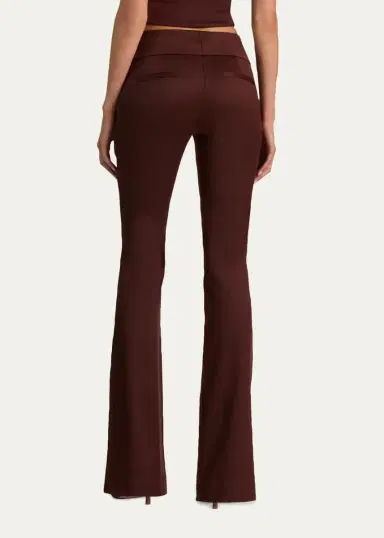 Alice + Olivia Olivia Low-Rise Wool Sateen Bootcut Pants | Thumbnail 3