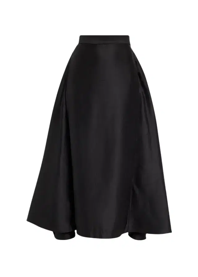 Viola Silk Shantung Full Midi Skirt