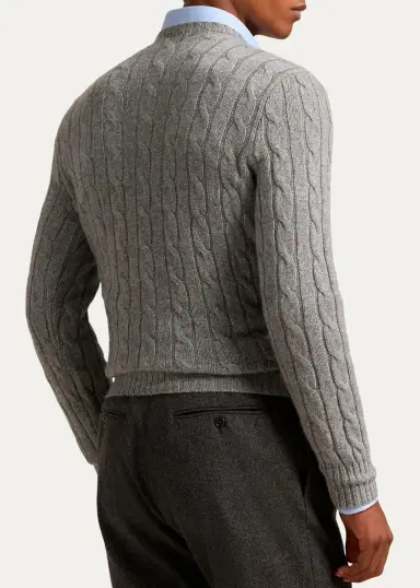 Polo Ralph Lauren Men's The Iconic Cable-Knit Cashmere Sweater | Thumbnail 3