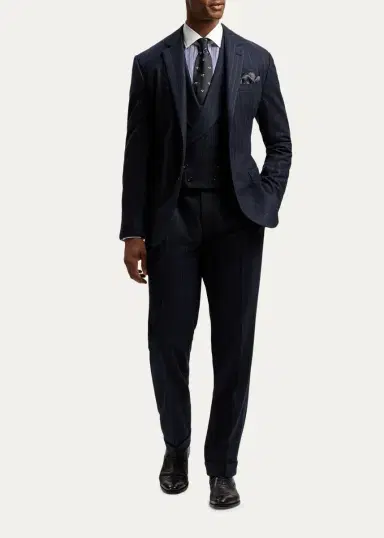Ralph Lauren Purple Label Men's Plaid Cashmere-Silk Pocket Square | Thumbnail 2 Ralph Lauren Purple Label Men's Plaid Cashmere-Silk Pocket Square | Thumbnail 2