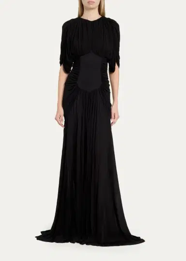 Heirlome Micka Shirred Jersey Short-Sleeve Maxi Dress | Thumbnail 2 Heirlome Micka Shirred Jersey Short-Sleeve Maxi Dress | Thumbnail 2