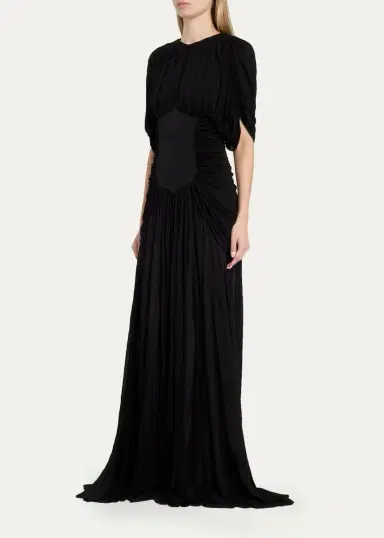Heirlome Micka Shirred Jersey Short-Sleeve Maxi Dress | Thumbnail 4 Heirlome Micka Shirred Jersey Short-Sleeve Maxi Dress | Thumbnail 4