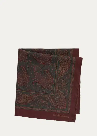 Ralph Lauren Purple Label Men's Paisley Silk Hand-Rolled Pocket Square | Thumbnail 3 Ralph Lauren Purple Label Men's Paisley Silk Hand-Rolled Pocket Square | Thumbnail 3
