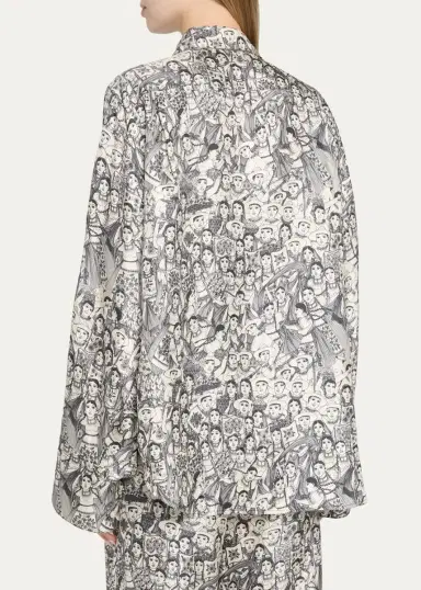 Heirlome x Angelica Morales Gomez Printed Silk Twill Oversized Button-Down Shirt | Thumbnail 3 Heirlome x Angelica Morales Gomez Printed Silk Twill Oversized Button-Down Shirt | Thumbnail 3