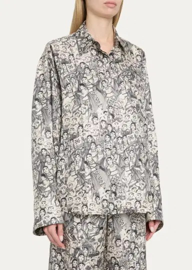 Heirlome x Angelica Morales Gomez Printed Silk Twill Oversized Button-Down Shirt | Thumbnail 4 Heirlome x Angelica Morales Gomez Printed Silk Twill Oversized Button-Down Shirt | Thumbnail 4