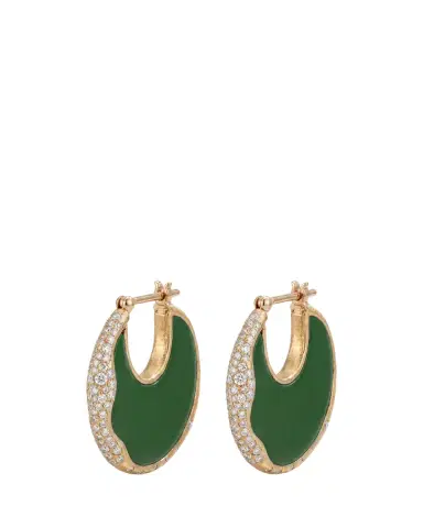 L’Atelier Nawbar 18K Diamond Armour Hoop Earrings with Green Enamel | Thumbnail 2