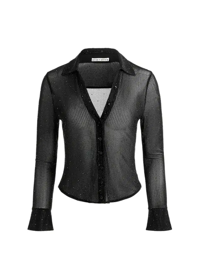 Alice + Olivia Freya Embellished Sheer Top
