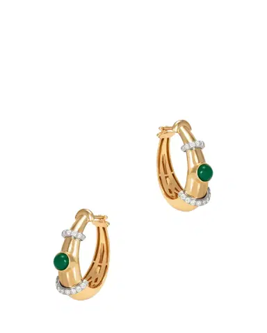 L’Atelier Nawbar 18K Buoy Round Earrings with Malachite and Diamonds | Thumbnail 2