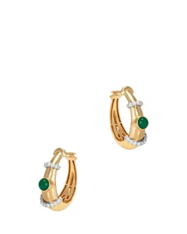 L’Atelier Nawbar 18K Buoy Round Earrings with Malachite and Diamonds | Thumbnail 1