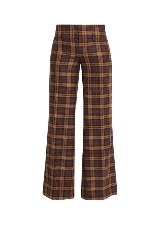 Alice + Olivia Olivia Plaid Low-Rise Wide-Leg Pants