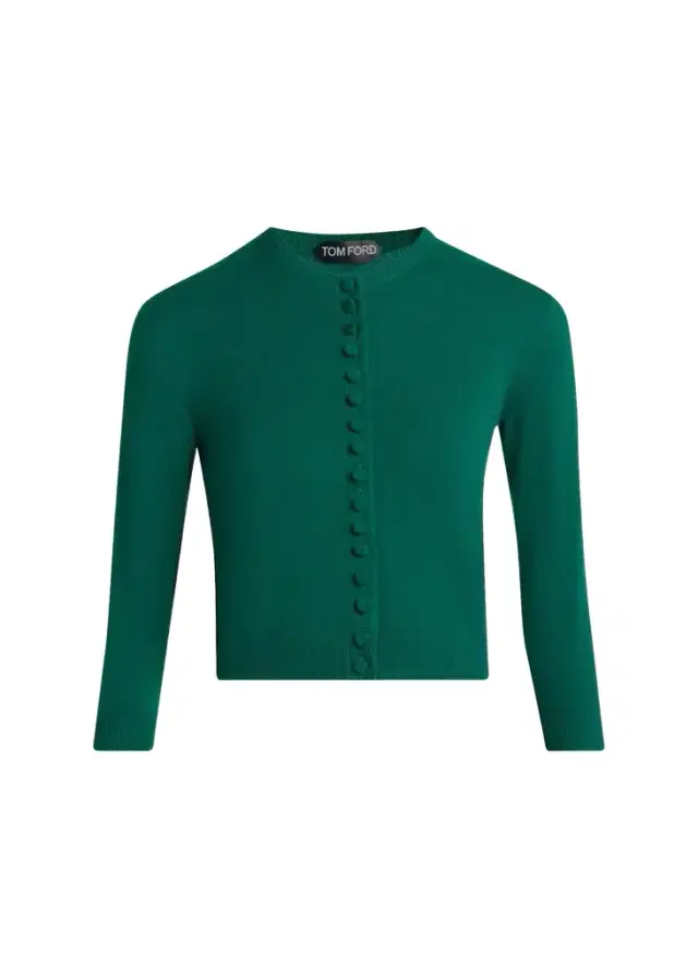 Cashmere Shrunken Crop Crewneck Cardigan