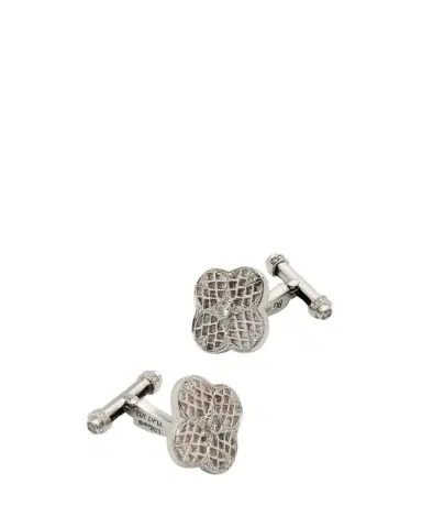 Lois Sasson Design Men's Platinum & Diamond Clover Cufflinks | Thumbnail 1 Lois Sasson Design Men's Platinum & Diamond Clover Cufflinks | Thumbnail 1