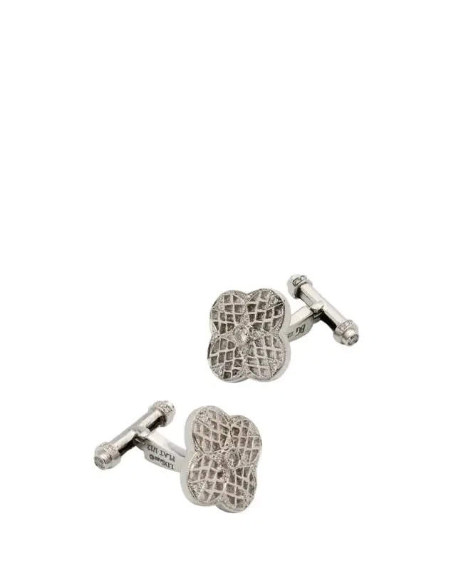 Lois Sasson Design Men's Platinum & Diamond Clover Cufflinks