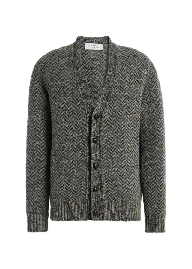 Gabriela Hearst Gentry Chevron-Knit Cashmere Cardigan