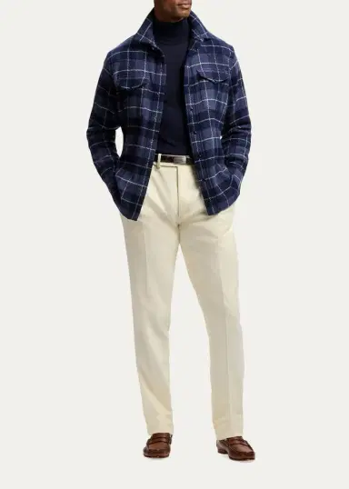 Ralph Lauren Purple Label Men's Plaid Cashmere Western Shirt | Thumbnail 2 Ralph Lauren Purple Label Men's Plaid Cashmere Western Shirt | Thumbnail 2