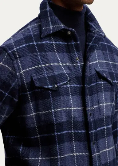 Ralph Lauren Purple Label Men's Plaid Cashmere Western Shirt | Thumbnail 5 Ralph Lauren Purple Label Men's Plaid Cashmere Western Shirt | Thumbnail 5