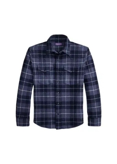 Ralph Lauren Purple Label Men's Plaid Cashmere Western Shirt | Thumbnail 1 Ralph Lauren Purple Label Men's Plaid Cashmere Western Shirt | Thumbnail 1
