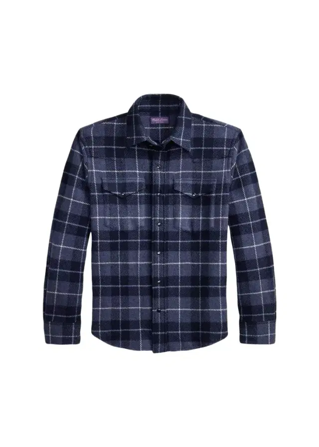 Ralph Lauren Purple Label Men's Plaid Cashmere Western Shirt