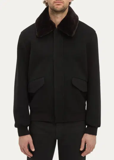 Gabriela Hearst James Faux-Fur Collar Cashmere Bomber Jacket | Thumbnail 2 Gabriela Hearst James Faux-Fur Collar Cashmere Bomber Jacket | Thumbnail 2