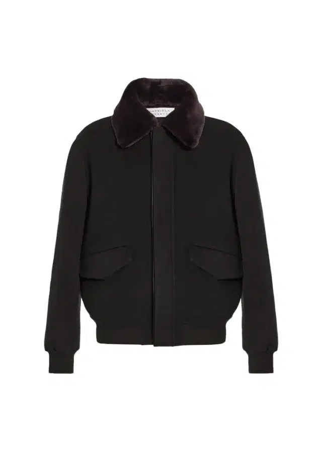 Gabriela Hearst James Faux-Fur Collar Cashmere Bomber Jacket