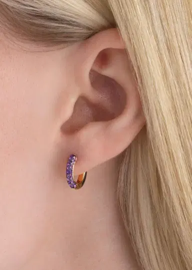 Emily P. Wheeler 18K Yellow Gold, Sapphire & Abalone Baby Duet Hoop Earrings | Thumbnail 2