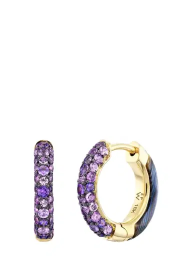 Emily P. Wheeler 18K Yellow Gold, Sapphire & Abalone Baby Duet Hoop Earrings | Thumbnail 1
