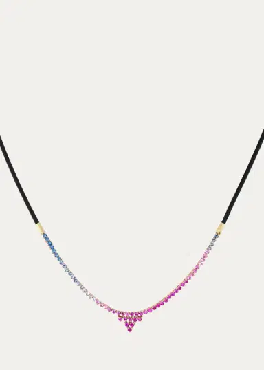 Emily P. Wheeler 18K Yellow Gold, Leather & Sapphire Adjustable Necklace | Thumbnail 3
