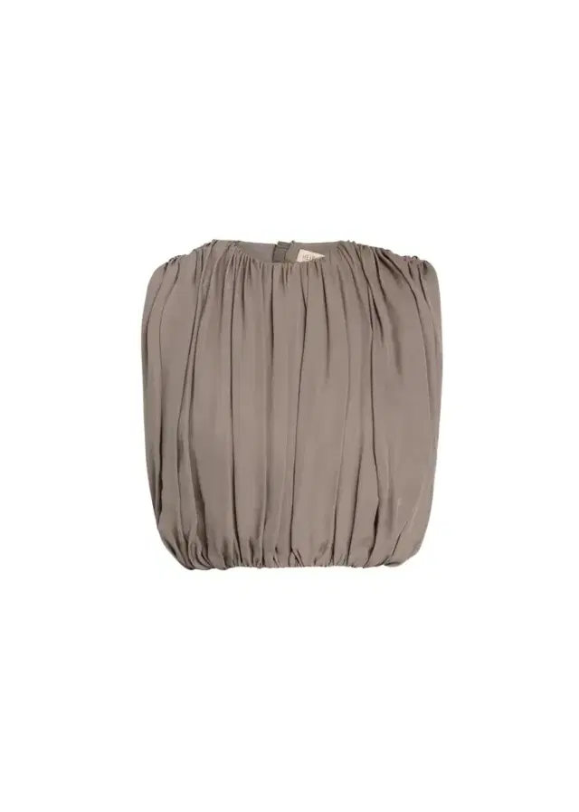 Heirlome Penny Shirred Silk Double-Georgette Bubble Crop Top