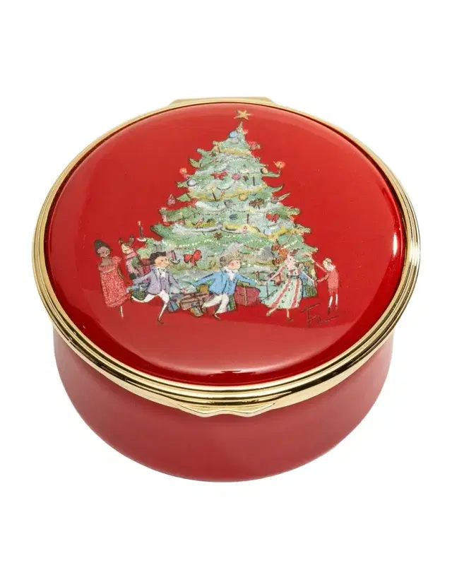 Halcyon Days Nutcracker Tree Scene 'O Tannenbaum ' Enamel Music Box