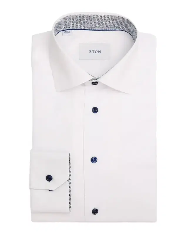 Eton Men's Slim-Fit Twill Geometric-Lined Dress Shirt