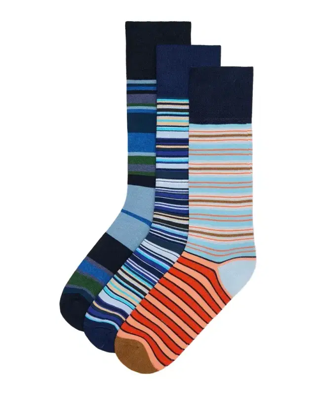Paul Smith 3-Pack Striped Cotton-Blend Socks
