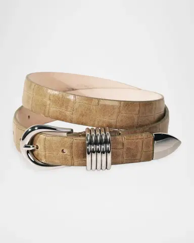 Déhanche Hollyhock Alligator-Embossed Leather Belt | Thumbnail 2