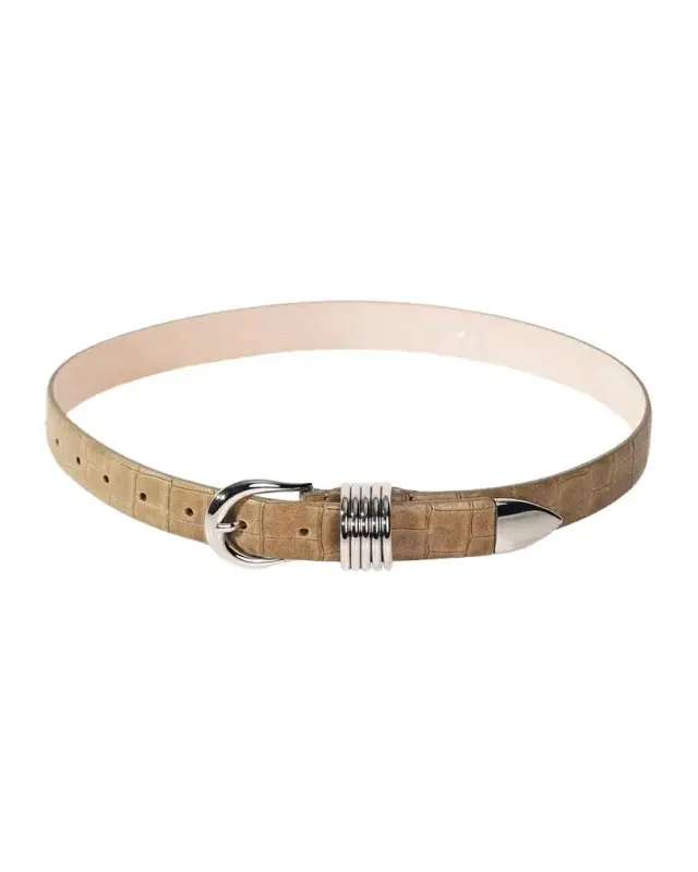 Hollyhock Alligator-Embossed Leather Belt