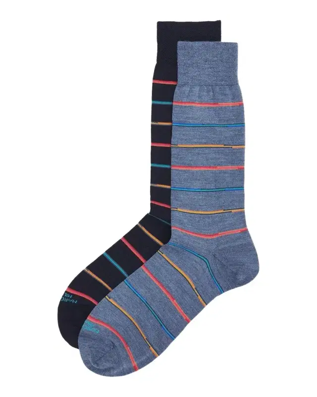 Marcoliani Mixed Striped Wool-Nylon Socks 2-Pack