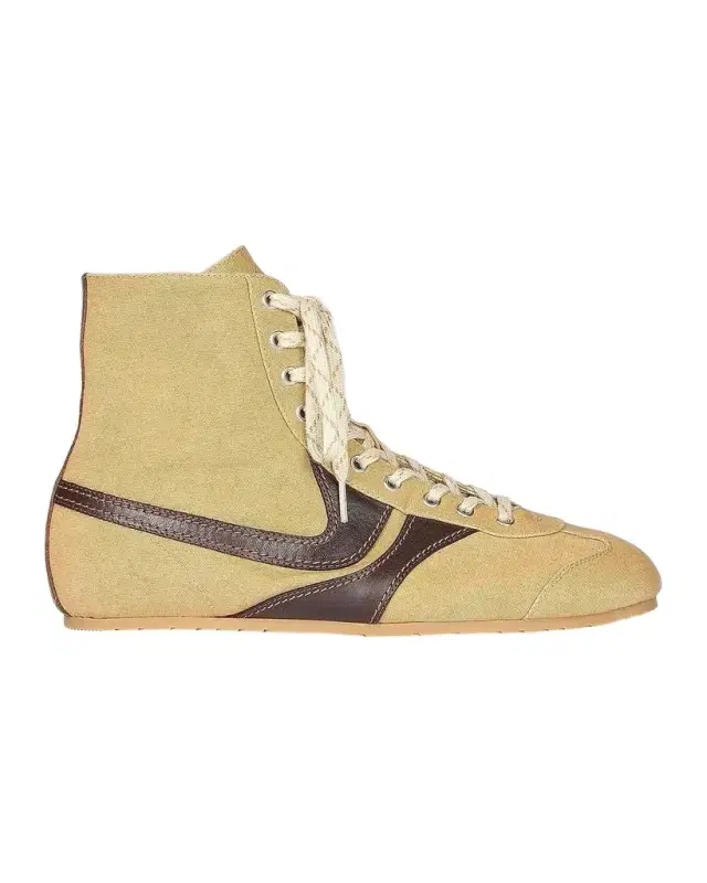 Dries Van Noten Contrast Leather-Striped High-Top Sneakers