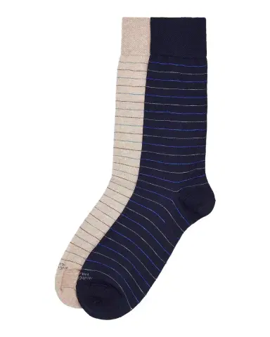 Marcoliani Men's 2-Pack City Stripe Pima Cotton Mid-Calf Socks | Thumbnail 3