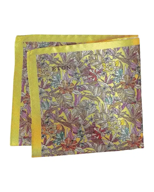 Eton Men's Tropical Floral Silk Pocket Square