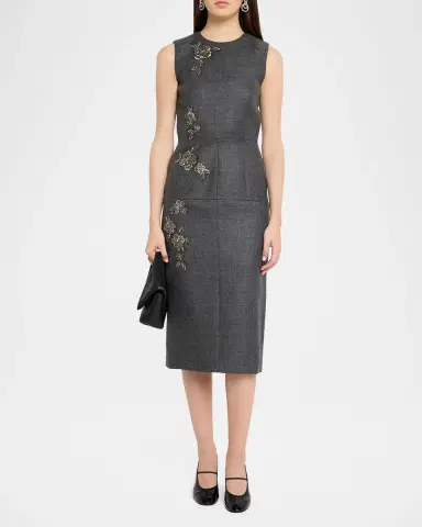 Dice Kayek Embellished Tailored Wool Sleeveless Midi Dress | Thumbnail 2 Dice Kayek Embellished Tailored Wool Sleeveless Midi Dress | Thumbnail 2