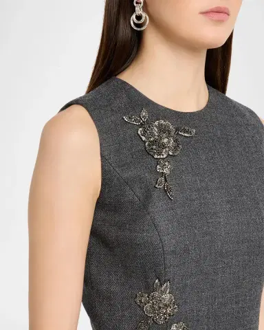 Dice Kayek Embellished Tailored Wool Sleeveless Midi Dress | Thumbnail 5 Dice Kayek Embellished Tailored Wool Sleeveless Midi Dress | Thumbnail 5