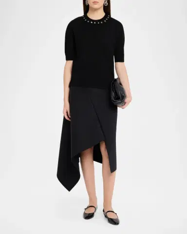 Dice Kayek Embellished Crewneck Short-Sleeve Wool Sweater | Thumbnail 2 Dice Kayek Embellished Crewneck Short-Sleeve Wool Sweater | Thumbnail 2