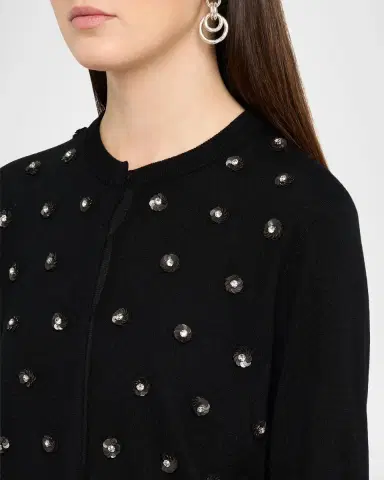 Dice Kayek Flower Embellished Wool Crewneck Cardigan | Thumbnail 5 Dice Kayek Flower Embellished Wool Crewneck Cardigan | Thumbnail 5