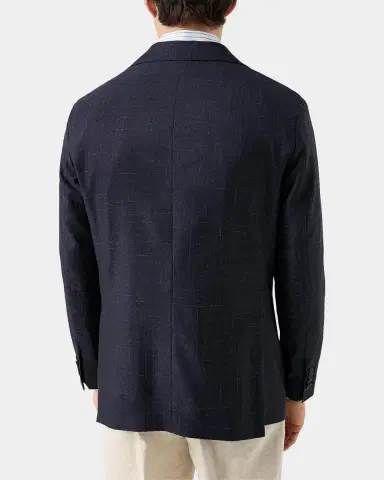 Eton Brushed-Plaid Wool-Silk Jacket | Thumbnail 2 Eton Brushed-Plaid Wool-Silk Jacket | Thumbnail 2